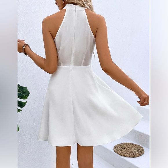 White Guipure Lace Insert Dress - Picture 3 of 7